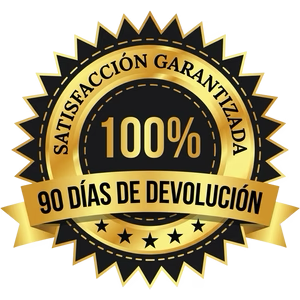 Sello de garantía: satisfacción garantizada, 100%, 90 días de devolución